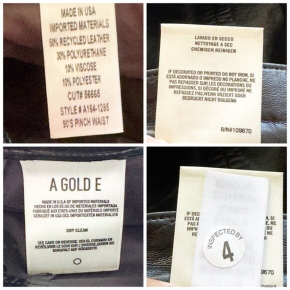 Agolde Recycled Leather 90's Pinch Waist Straight Leg Ankle Pants Detox Black 23 - Picture 6 of 9